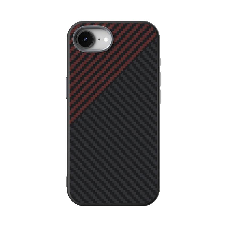 For iPhone 16e ABEEL C Carbon Fiber Series 6D Micro Relief MagSafe Phone Case(Black Red) - iPhone 16e Cases by buy2fix | Online Shopping UK | buy2fix