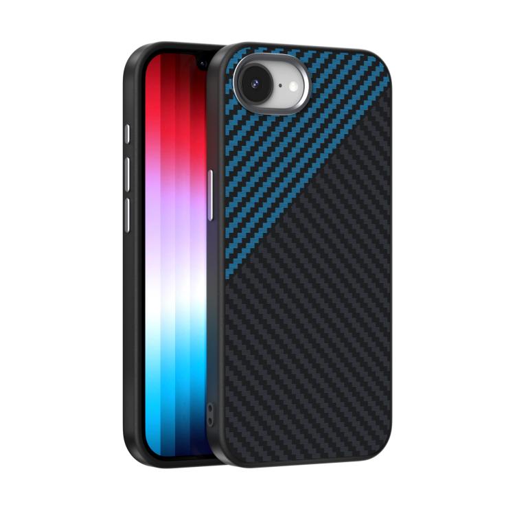 For iPhone 16e ABEEL C Carbon Fiber Series 6D Micro Relief MagSafe Phone Case(Black Blue) - iPhone 16e Cases by buy2fix | Online Shopping UK | buy2fix
