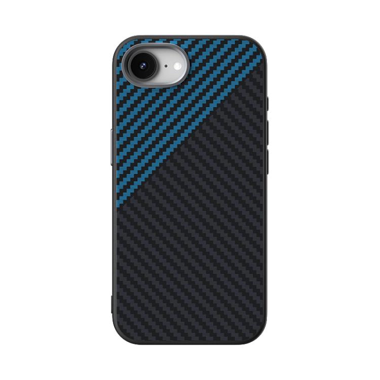 For iPhone 16e ABEEL C Carbon Fiber Series 6D Micro Relief MagSafe Phone Case(Black Blue) - iPhone 16e Cases by buy2fix | Online Shopping UK | buy2fix