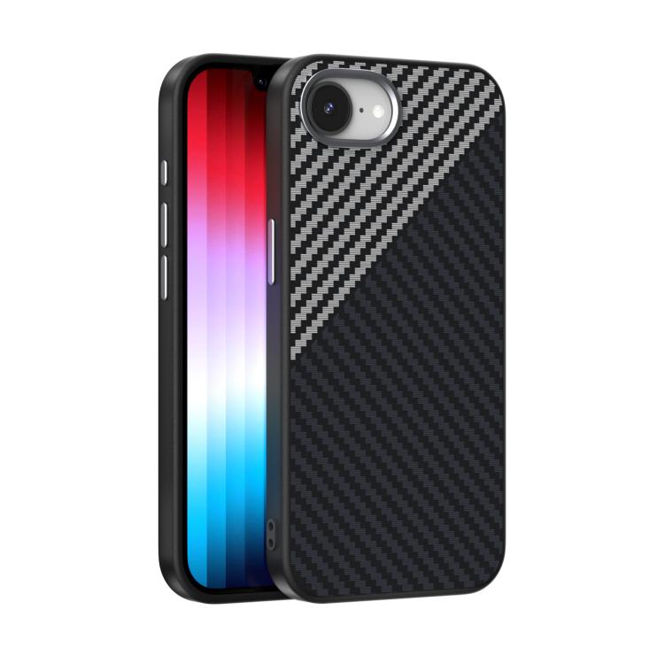 For iPhone 16e ABEEL C Carbon Fiber Series 6D Micro Relief MagSafe Phone Case(Black Grey) - iPhone 16e Cases by buy2fix | Online Shopping UK | buy2fix