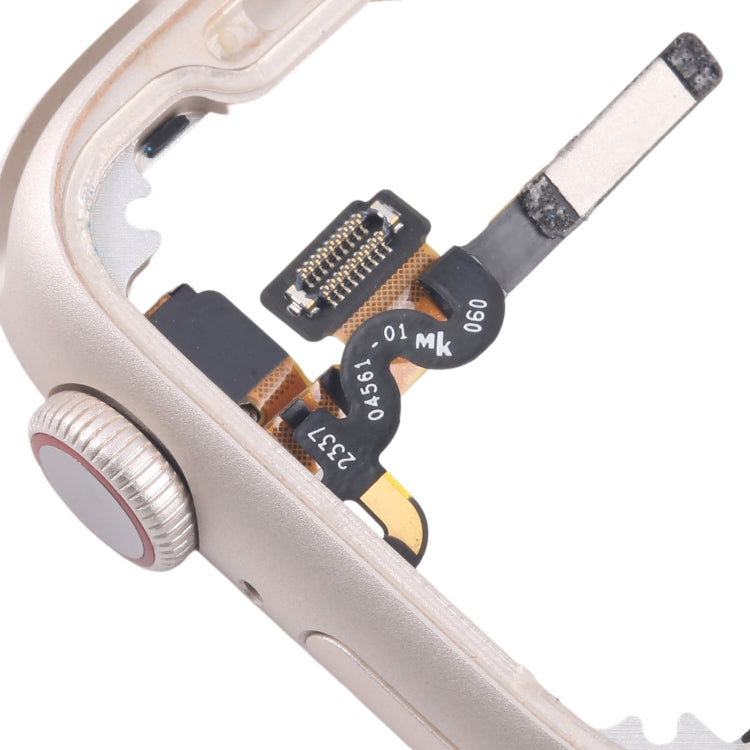 For Apple Watch Series 7 / 8 / 9 45MM LTE Aluminium Alloy Middle Frame Bezel Plate with Crown Spin Axis Flex Cable(Starlight) by buy2fix