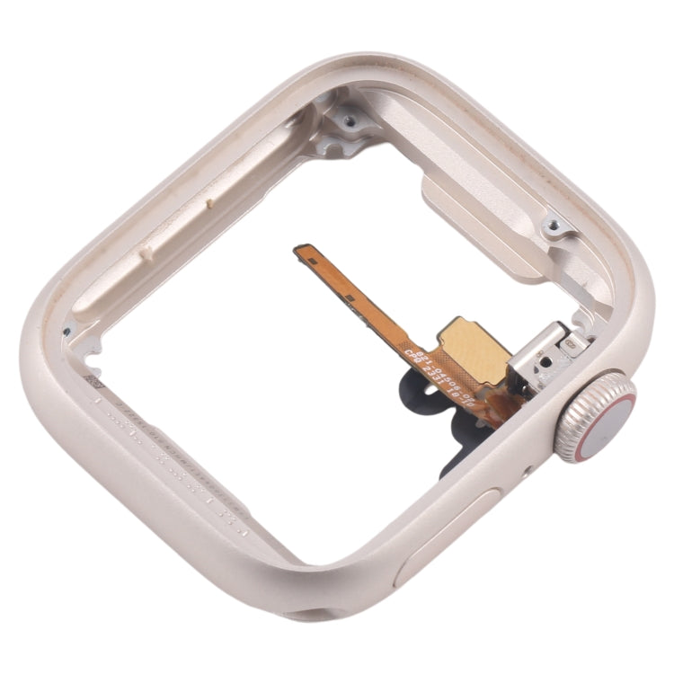For Apple Watch Series 7 / 8 / 9 41MM GPS Aluminium Alloy Middle Frame Bezel Plate with Crown Spin Axis Flex Cable(Starlight) by buy2fix