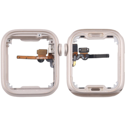 For Apple Watch Series 7 / 8 / 9 45MM GPS Aluminium Alloy Middle Frame Bezel Plate with Crown Spin Axis Flex Cable(Starlight) by buy2fix