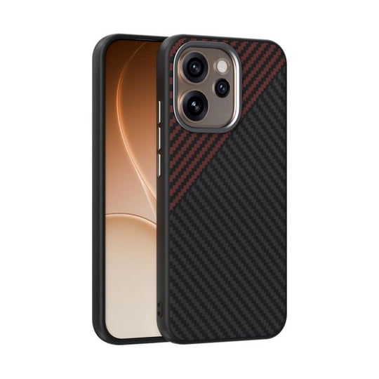 For OPPO Reno15 Pro 5G Global ABEEL C Carbon Fiber Series 6D Micro Relief MagSafe Phone Case(Black Red)