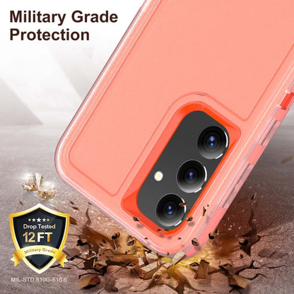 For Samsung Galaxy S24 / S25 5G Rugged PC Hybrid Silicone Phone Case with Holder(Transparent+Orange) by buy2fix