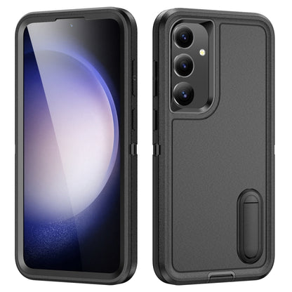 For Samsung Galaxy S24+ / S25+ 5G Rugged PC Hybrid Silicone Phone Case with Holder(Black) by buy2fix