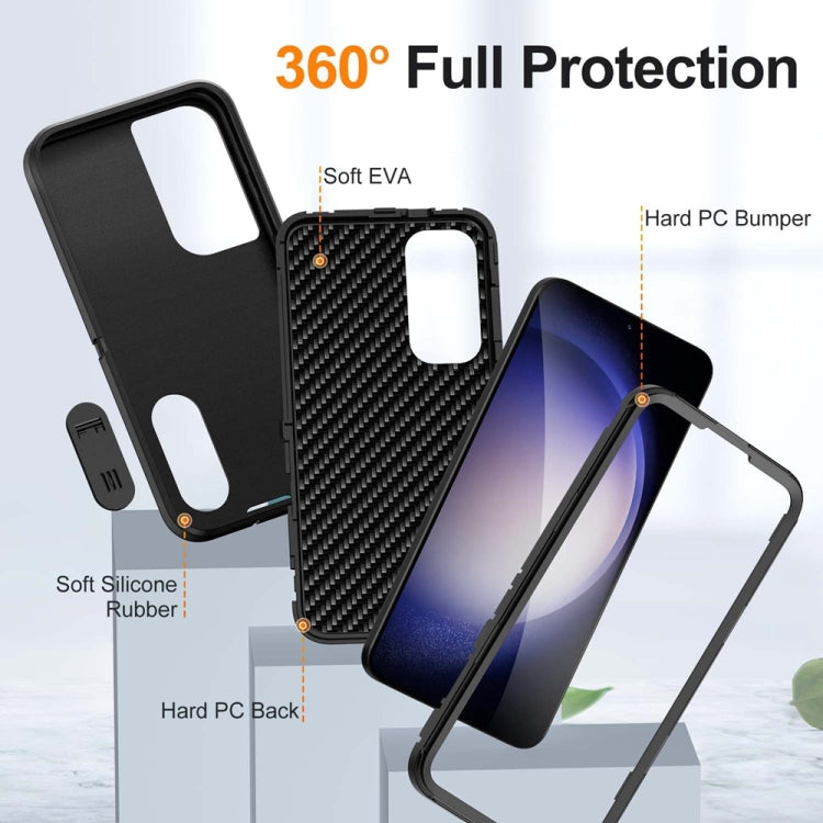 For Samsung Galaxy S24+ / S25+ 5G Rugged PC Hybrid Silicone Phone Case with Holder(Black) by buy2fix