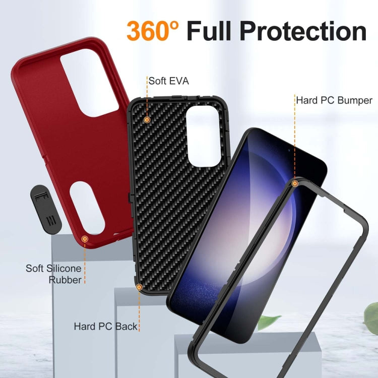 For Samsung Galaxy S24+ / S25+ 5G Rugged PC Hybrid Silicone Phone Case with Holder(Red+Black) by buy2fix