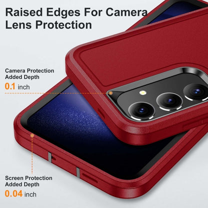 For Samsung Galaxy S24+ / S25+ 5G Rugged PC Hybrid Silicone Phone Case with Holder(Red+Black) by buy2fix