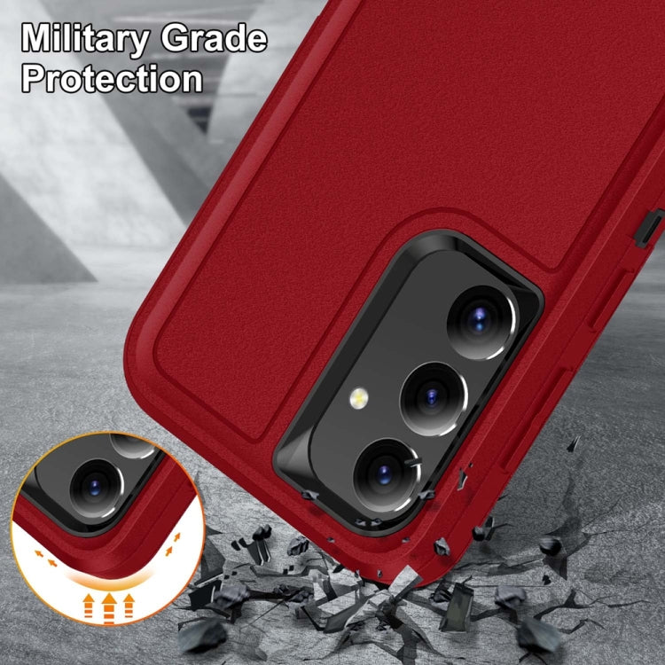 For Samsung Galaxy S24+ / S25+ 5G Rugged PC Hybrid Silicone Phone Case with Holder(Red+Black) by buy2fix