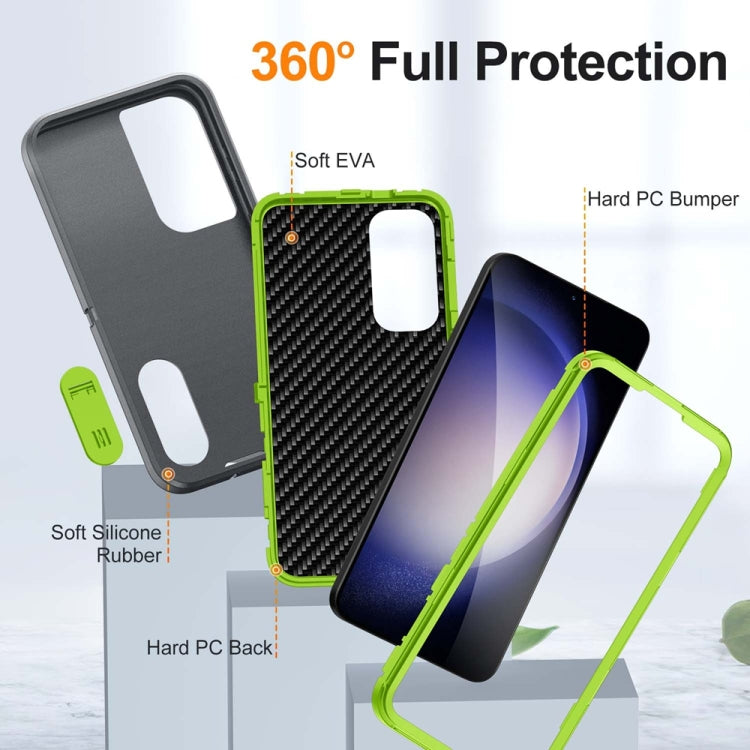 For Samsung Galaxy S24+ / S25+ 5G Rugged PC Hybrid Silicone Phone Case with Holder(Grey+Fresh Green) by buy2fix