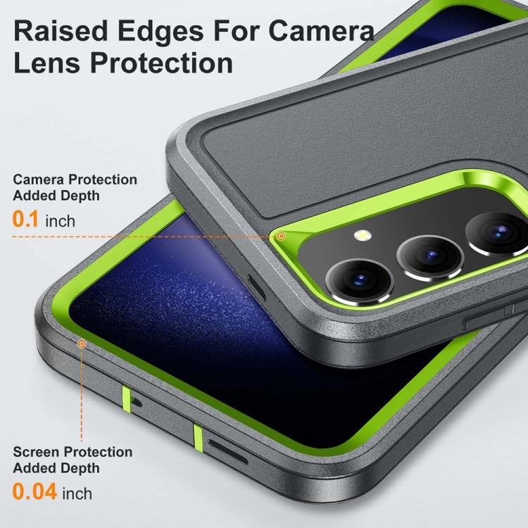 For Samsung Galaxy S24+ / S25+ 5G Rugged PC Hybrid Silicone Phone Case with Holder(Grey+Fresh Green) by buy2fix