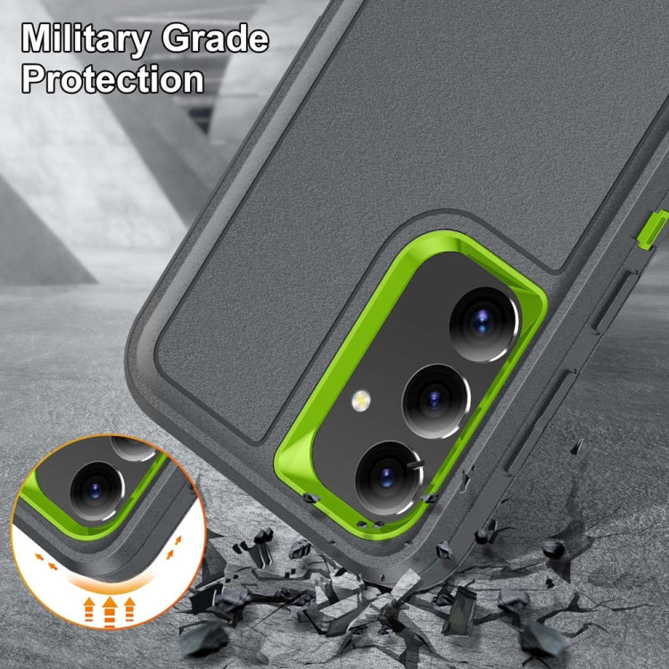 For Samsung Galaxy S24+ / S25+ 5G Rugged PC Hybrid Silicone Phone Case with Holder(Grey+Fresh Green) by buy2fix