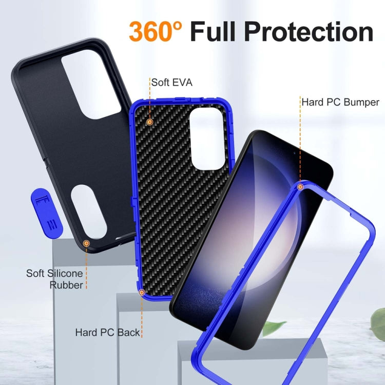 For Samsung Galaxy S24+ / S25+ 5G Rugged PC Hybrid Silicone Phone Case with Holder(Dark Blue+Royal Blue) by buy2fix