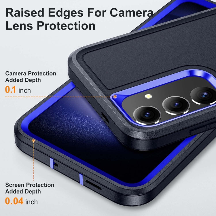 For Samsung Galaxy S24+ / S25+ 5G Rugged PC Hybrid Silicone Phone Case with Holder(Dark Blue+Royal Blue) by buy2fix