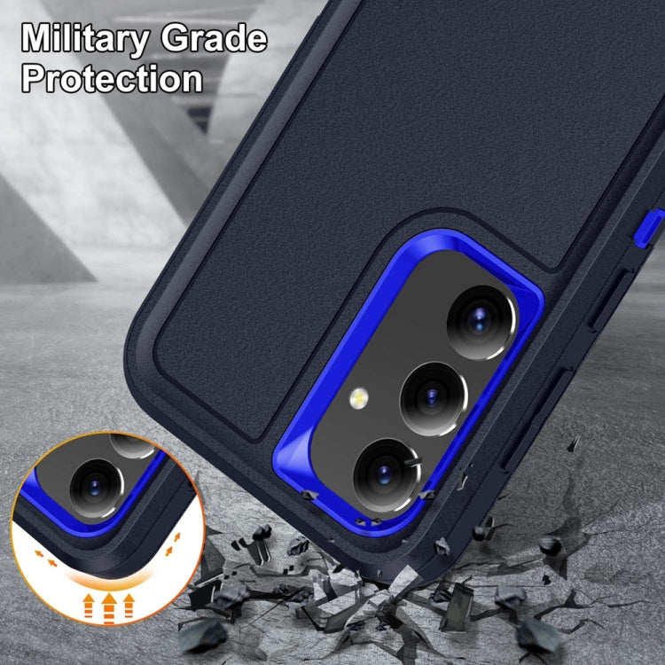For Samsung Galaxy S24+ / S25+ 5G Rugged PC Hybrid Silicone Phone Case with Holder(Dark Blue+Royal Blue) by buy2fix