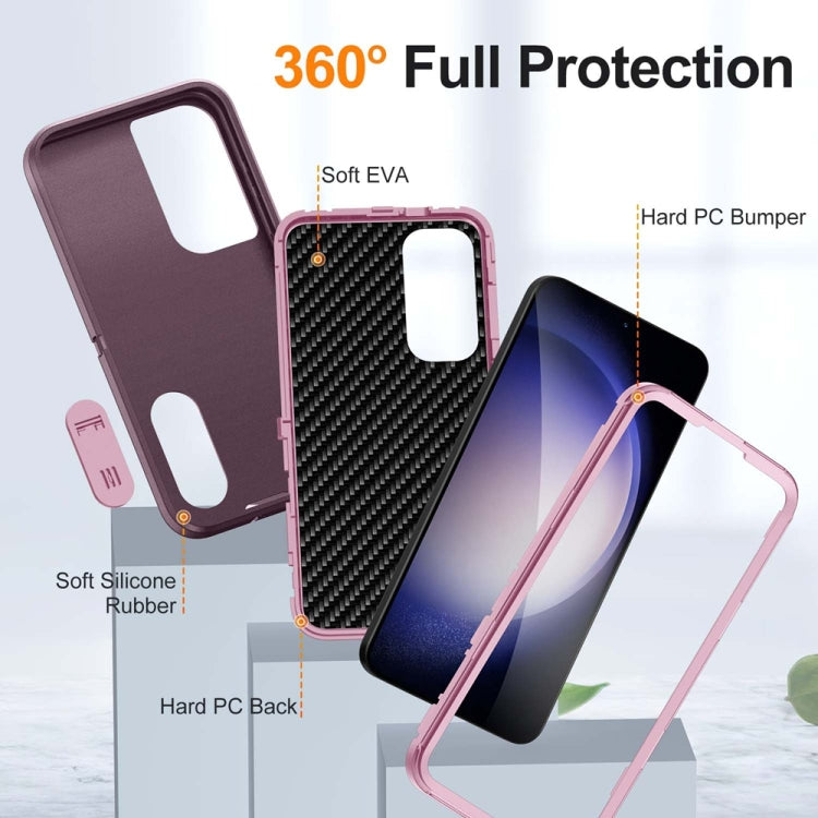 For Samsung Galaxy S24+ / S25+ 5G Rugged PC Hybrid Silicone Phone Case with Holder(Purple+Pink) by buy2fix