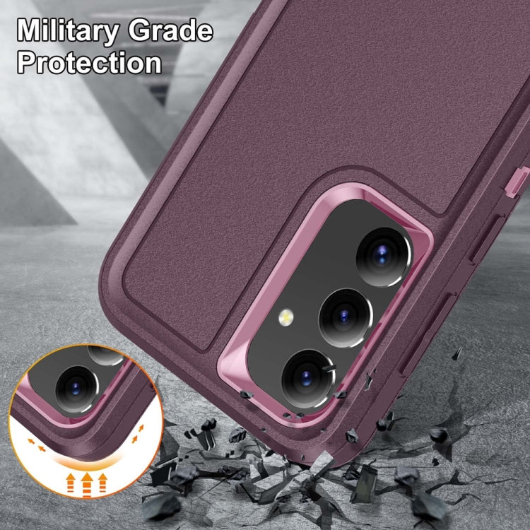 For Samsung Galaxy S24+ / S25+ 5G Rugged PC Hybrid Silicone Phone Case with Holder(Purple+Pink) by buy2fix