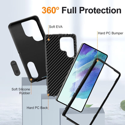 For Samsung Galaxy S25 Ultra 5G Rugged PC Hybrid Silicone Phone Case with Holder(Black) by buy2fix