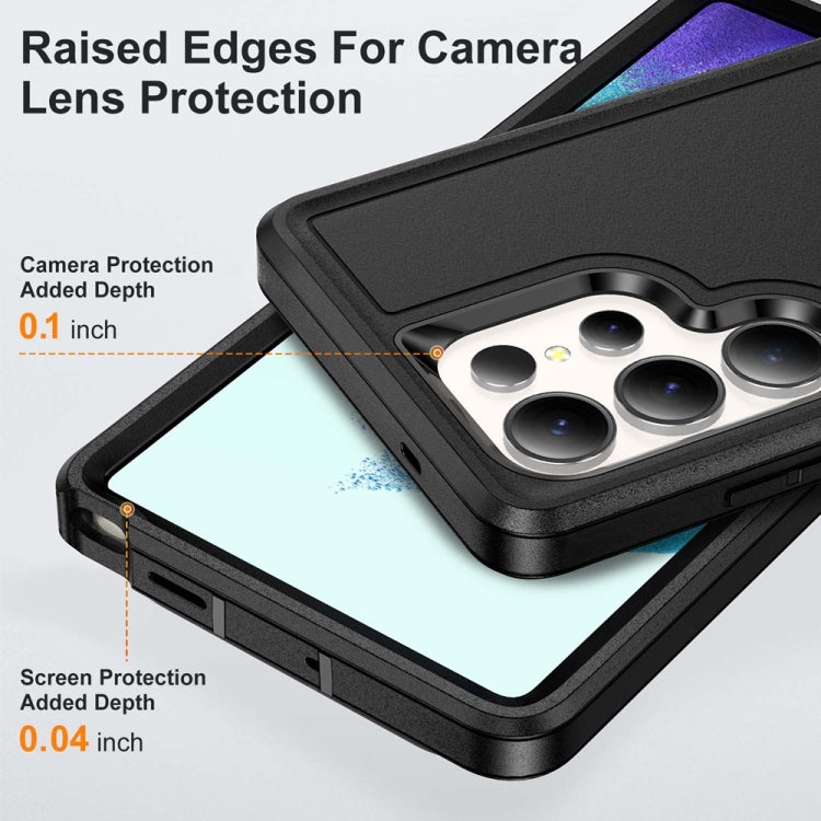 For Samsung Galaxy S25 Ultra 5G Rugged PC Hybrid Silicone Phone Case with Holder(Black) by buy2fix