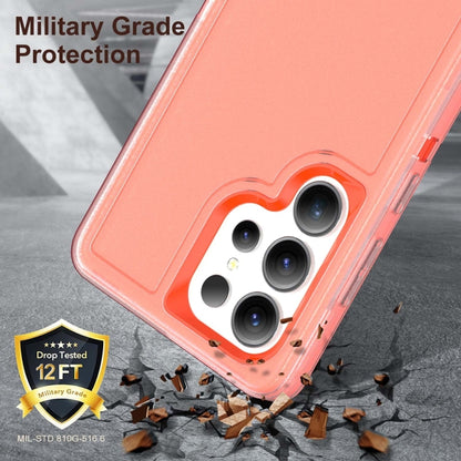 For Samsung Galaxy S25 Ultra 5G Rugged PC Hybrid Silicone Phone Case with Holder(Transparent+Orange) by buy2fix