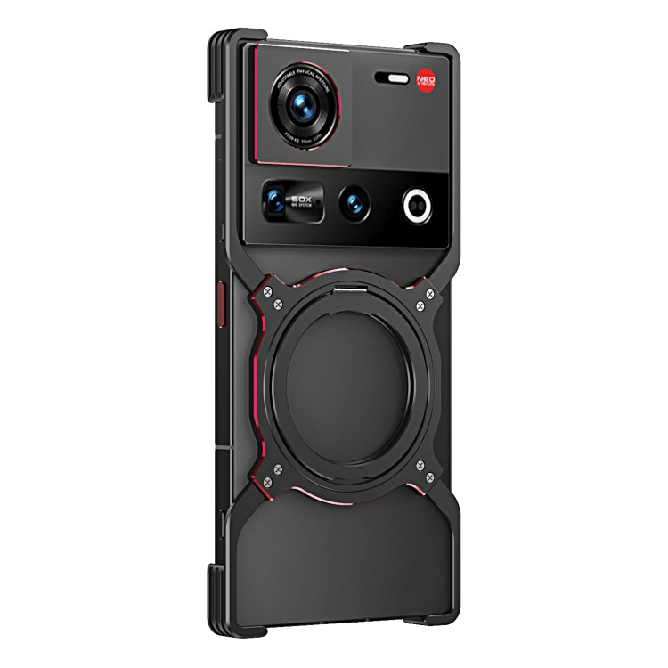 For ZTE nubia Z70 Ultra Mechanical Arm Borderless MagSafe Holder Metal Phone Case(Black Red) - ZTE Cases by buy2fix | Online Shopping UK | buy2fix
