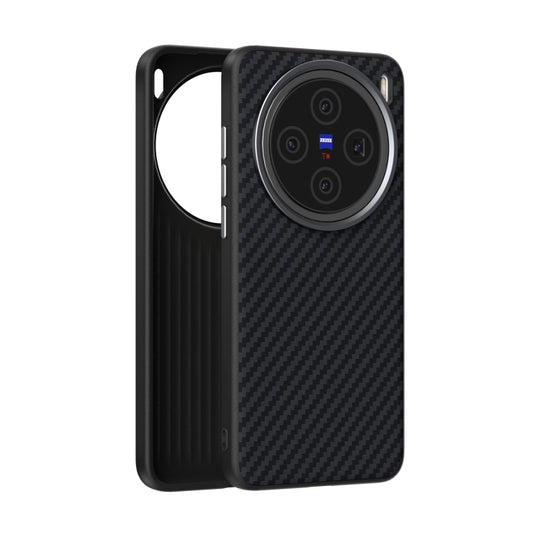 For vivo X200 ABEEL C Carbon Fiber Series 6D Micro Relief MagSafe Phone Case(Black)