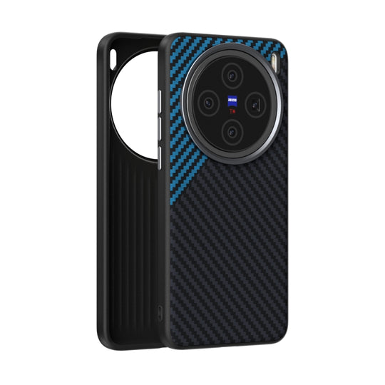 For vivo X200 ABEEL C Carbon Fiber Series 6D Micro Relief MagSafe Phone Case(Black Blue)