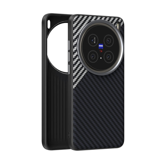 For vivo X200 Pro ABEEL C Carbon Fiber Series 6D Micro Relief MagSafe Phone Case(Black Grey)