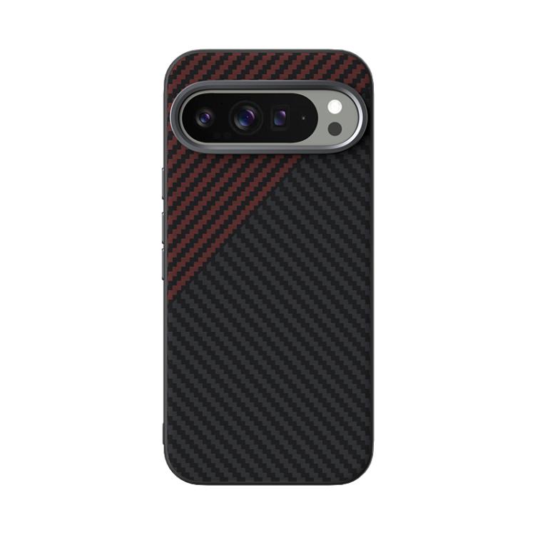 For Google Pixel 10 Pro XL ABEEL C Carbon Fiber Series 6D Micro Relief MagSafe Phone Case(Black Red) - Google Cases by buy2fix | Online Shopping UK | buy2fix