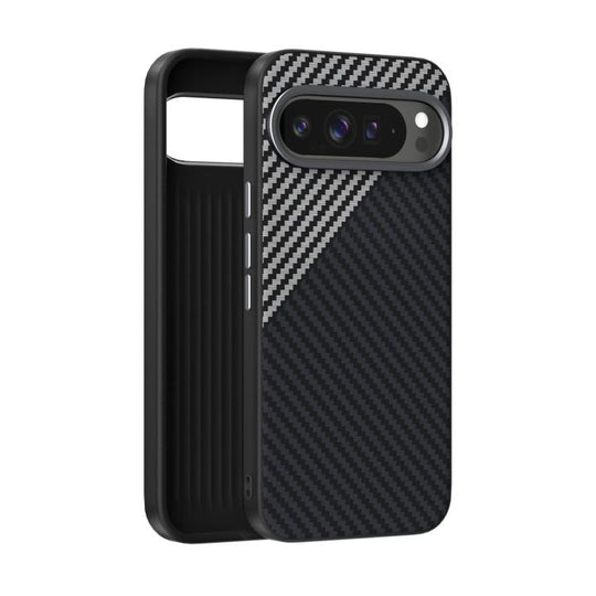 For Google Pixel 10 Pro XL ABEEL C Carbon Fiber Series 6D Micro Relief MagSafe Phone Case(Black Grey)