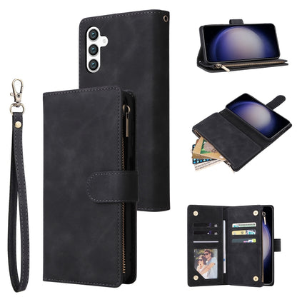 For Samsung Galaxy S25 5G Multifunctional Frosted Zipper Wallet Leather Phone Case(Black) by buy2fix
