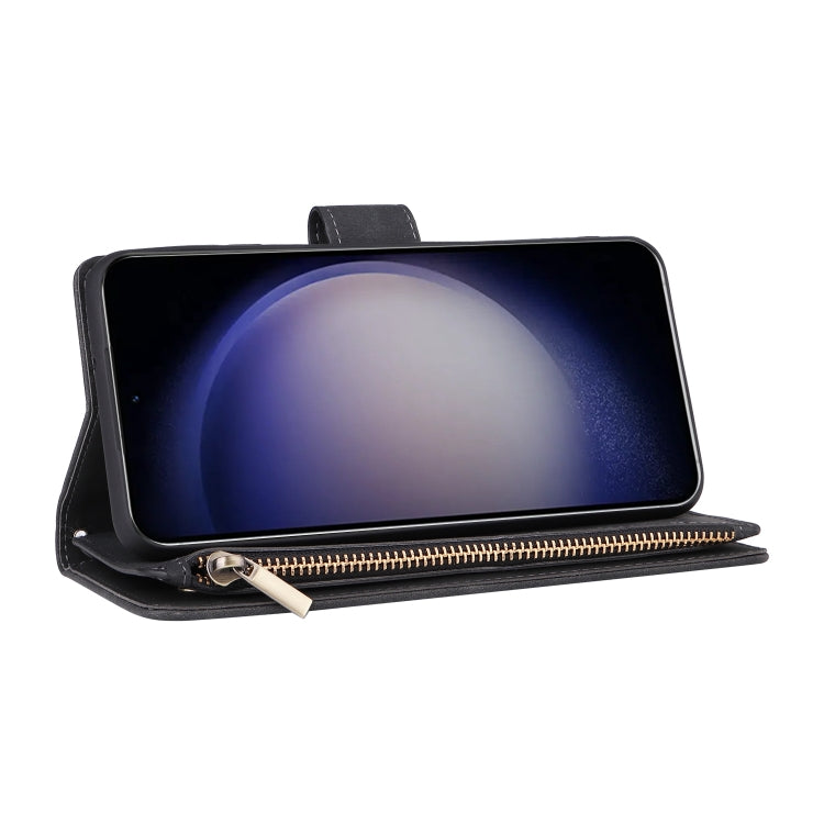 For Samsung Galaxy S25 5G Multifunctional Frosted Zipper Wallet Leather Phone Case(Black) by buy2fix