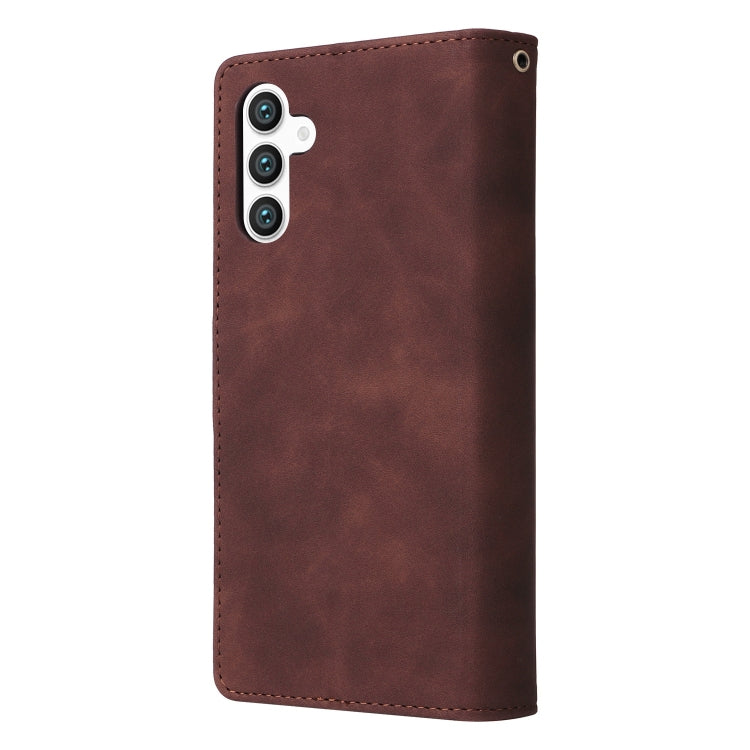 For Samsung Galaxy S25 5G Multifunctional Frosted Zipper Wallet Leather Phone Case(Coffee) by buy2fix