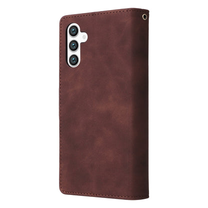For Samsung Galaxy S25 5G Multifunctional Frosted Zipper Wallet Leather Phone Case(Coffee) by buy2fix