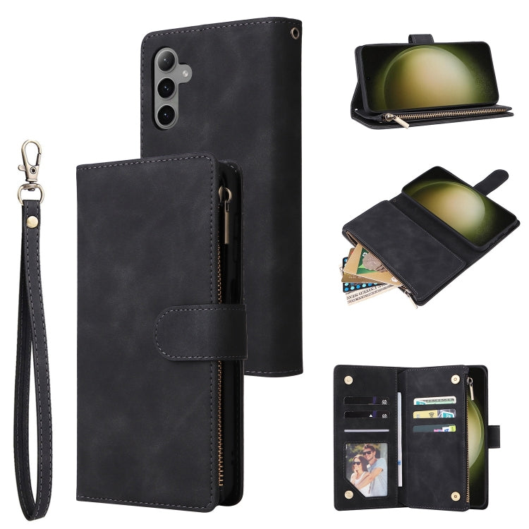 For Samsung Galaxy S25+ 5G Multifunctional Frosted Zipper Wallet Leather Phone Case(Black) by buy2fix