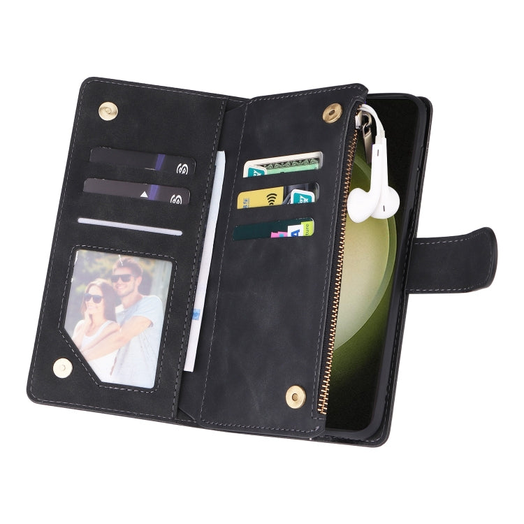 For Samsung Galaxy S25+ 5G Multifunctional Frosted Zipper Wallet Leather Phone Case(Black) by buy2fix