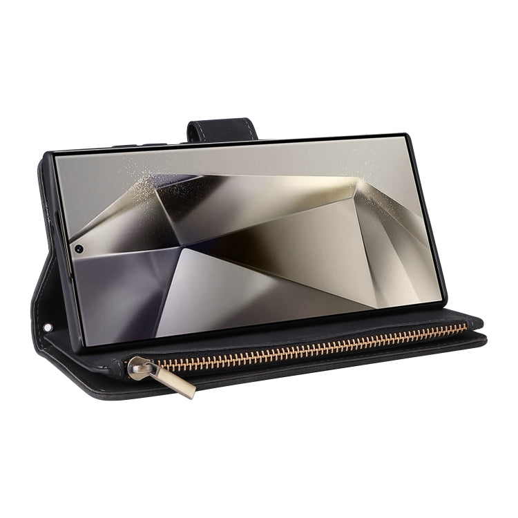 For Samsung Galaxy S25 Ultra 5G Multifunctional Frosted Zipper Wallet Leather Phone Case(Black) by buy2fix