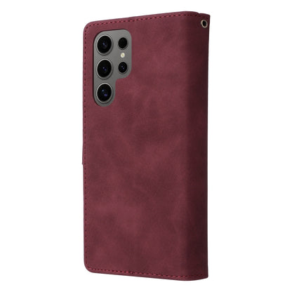 For Samsung Galaxy S25 Ultra 5G Multifunctional Frosted Zipper Wallet Leather Phone Case(Wine Red) by buy2fix