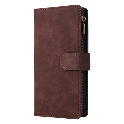 For Samsung Galaxy S25 Ultra 5G Multifunctional Frosted Zipper Wallet Leather Phone Case(Coffee) by buy2fix