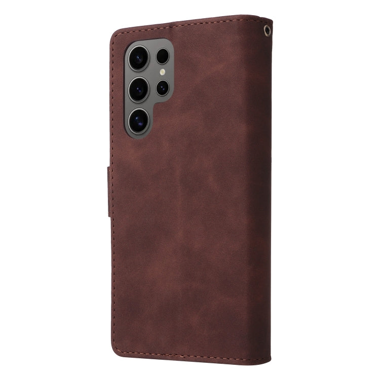 For Samsung Galaxy S25 Ultra 5G Multifunctional Frosted Zipper Wallet Leather Phone Case(Coffee) by buy2fix