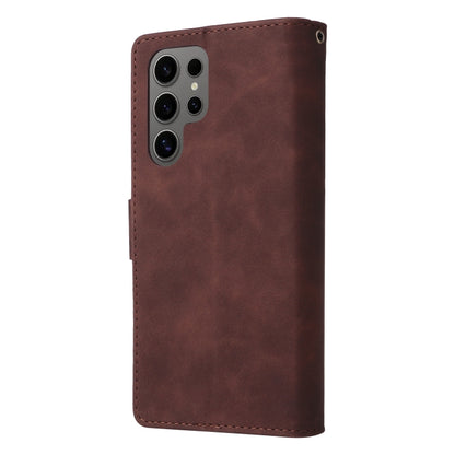 For Samsung Galaxy S25 Ultra 5G Multifunctional Frosted Zipper Wallet Leather Phone Case(Coffee) by buy2fix
