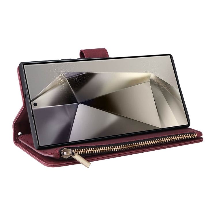 For Samsung Galaxy S25 Ultra 5G Multifunctional Frosted Zipper Wallet Leather Phone Case(Coffee) by buy2fix