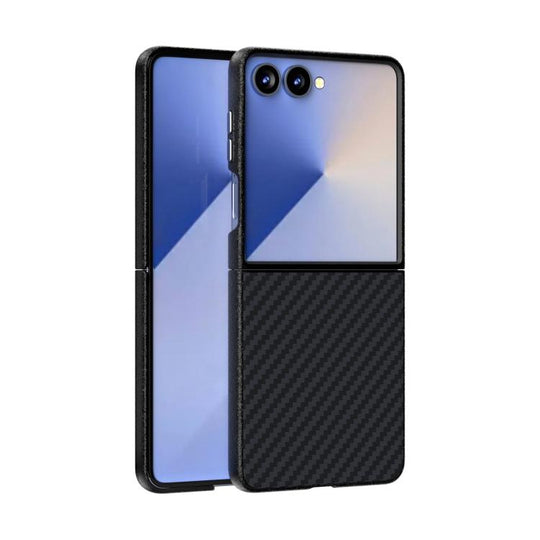For Samsung Galaxy Z Flip7 5G ABEEL C Carbon Fiber Series 6D Micro Relief MagSafe Phone Case(Black)