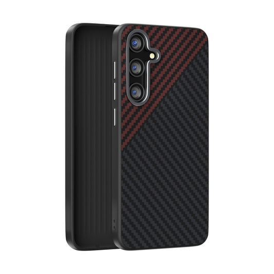 For Samsung Galaxy S25 5G / S24 5G ABEEL C Carbon Fiber Series 6D Micro Relief MagSafe Phone Case(Black Red) by buy2fix