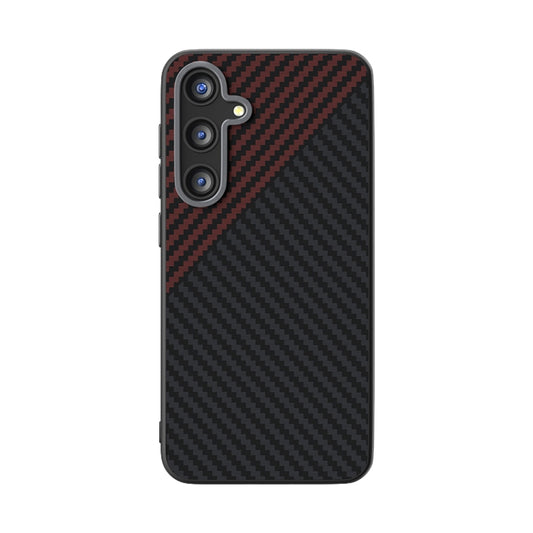 For Samsung Galaxy S25 5G / S24 5G ABEEL C Carbon Fiber Series 6D Micro Relief MagSafe Phone Case(Black Red) by buy2fix
