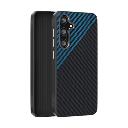 For Samsung Galaxy S25 5G / S24 5G ABEEL C Carbon Fiber Series 6D Micro Relief MagSafe Phone Case(Black Blue) by buy2fix