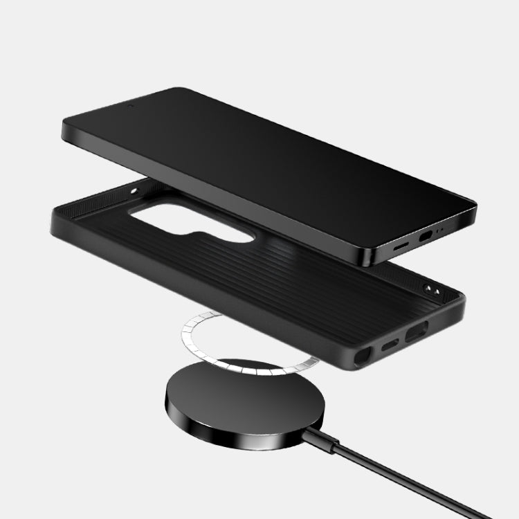 For Samsung Galaxy S25+ 5G / S24+ 5G ABEEL C Carbon Fiber Series 6D Micro Relief MagSafe Phone Case(Black Blue) by buy2fix