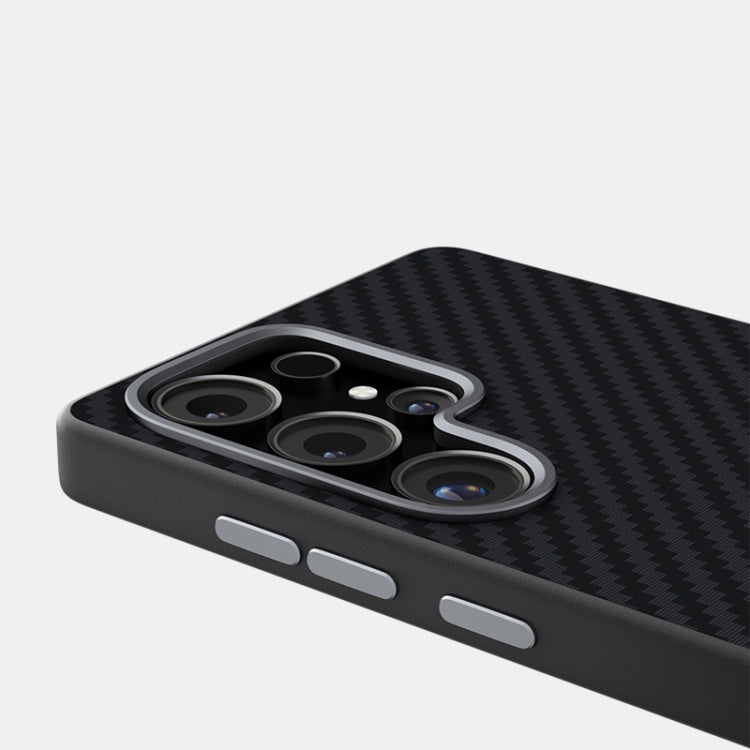 For Samsung Galaxy S25+ 5G / S24+ 5G ABEEL C Carbon Fiber Series 6D Micro Relief MagSafe Phone Case(Black Grey) by buy2fix