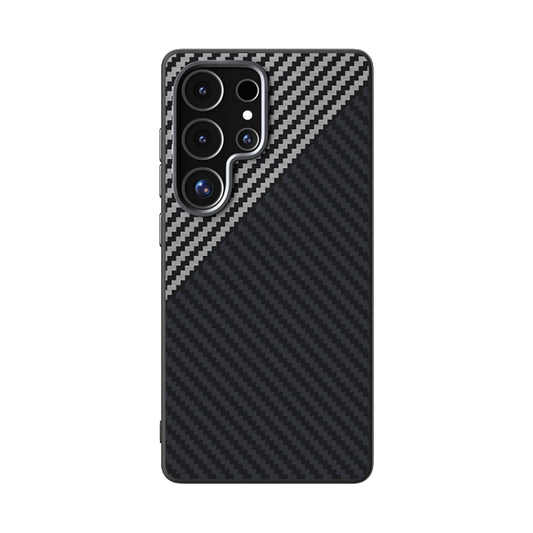 For Samsung Galaxy S25 Ultra 5G ABEEL C Carbon Fiber Series 6D Micro Relief MagSafe Phone Case(Black Grey) by buy2fix